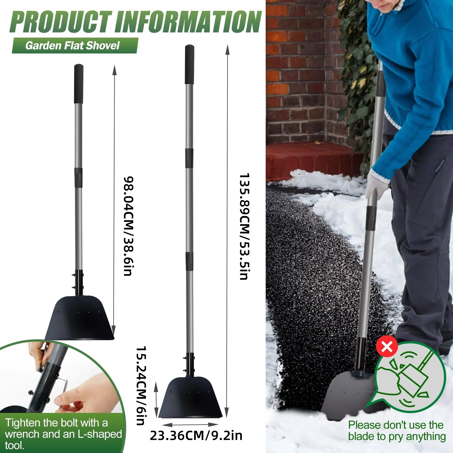 1PC Flat Shovel Snow Shovel Ice Scraper Floor Scraper Outdoor Garden Cleaning Shovel Ice Shovel for Driveway Weeds Removal Tools