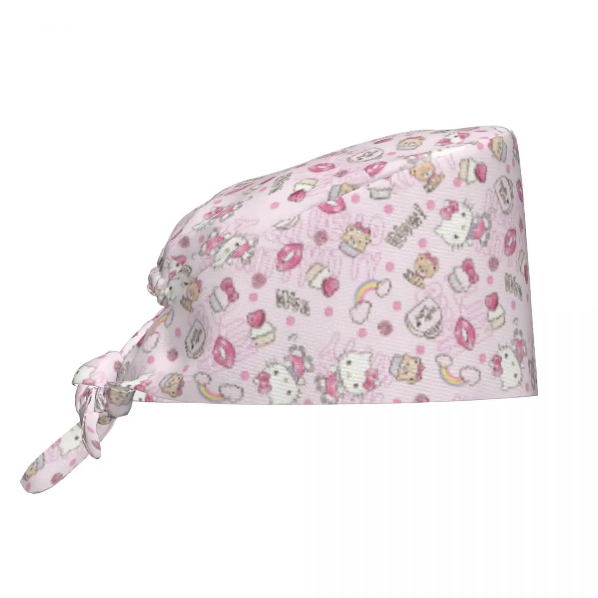 

Custom Pink Hello Kitty Medical Staff Scrubs Hat Men Women Kawaii Cartoon Anime Doctor Nursing Surgical Cap Scrub Caps