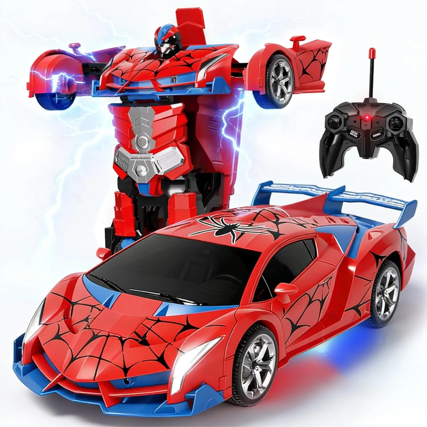 

2-in-1 Transforming Robot Car, 1:18 Remote Control Car for Kids, One-Button Deformation RC Racing Car with LED Light & 360°