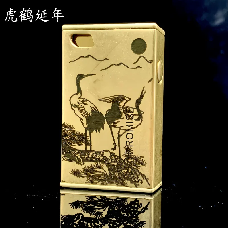 Retro Men's Black Keroseine Lighter, One-click Ejection, Crimped Laser Shooting Gift Lighter for Smoking  Lighters Smoking