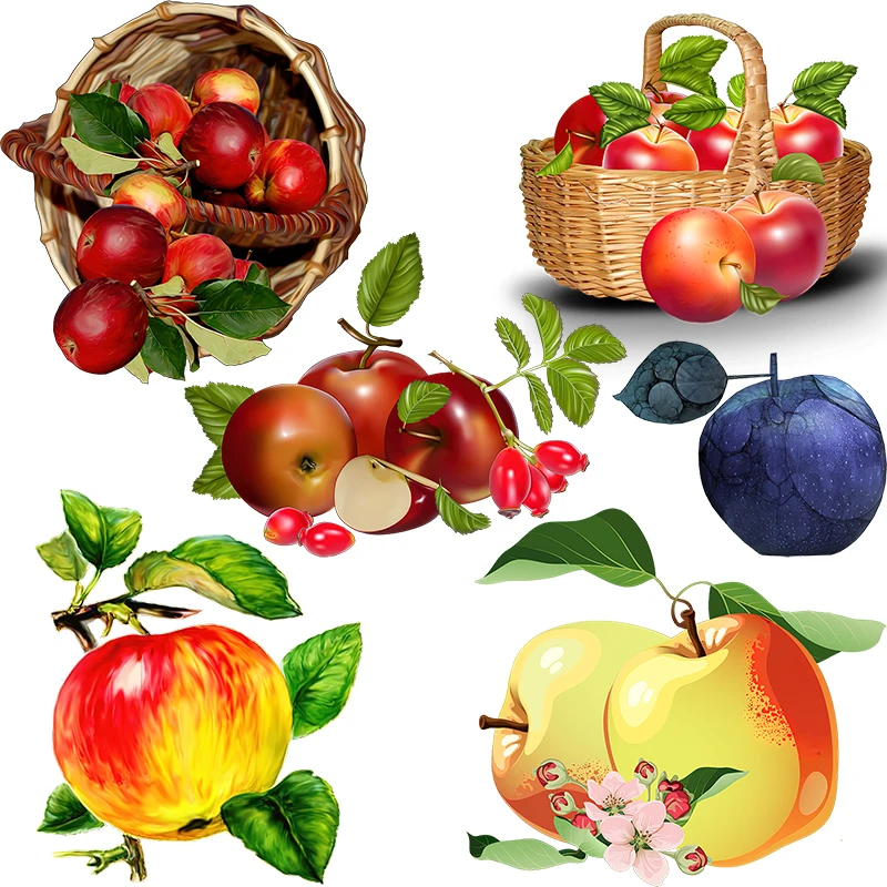 Three Ratels C050 Fresh and attractive apples Beautiful fruit stickers Refrigerator decals Kitchen decorative wall stickers