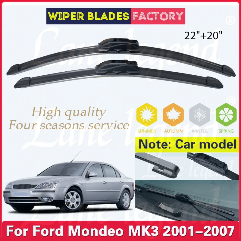 

2pcs For Ford Mondeo MK3 2001 2002 2003 2004 2005 2006 2007 Accessories Car Front Windscreen Wiper Blades Brushes U Type J Hook