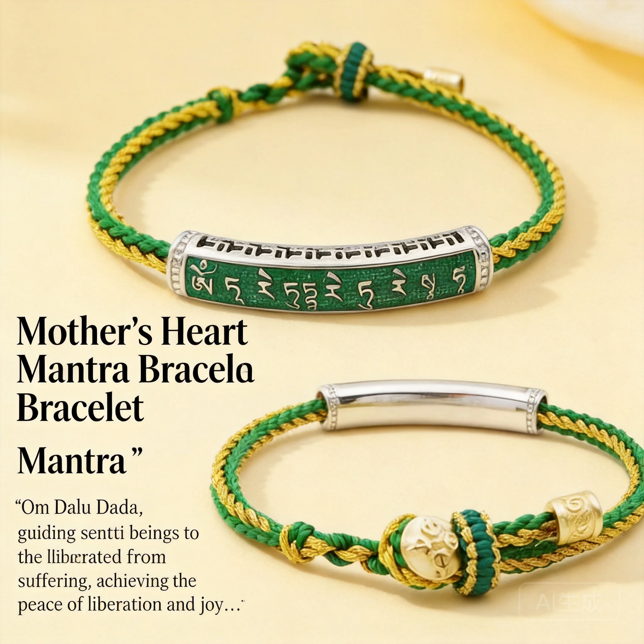 

Chinese Style Lucky Mantra Handwoven Adjustable Bracelet Tibetan Buddhist Blessing Jewelry For Wealth Health Wisdom Love Career