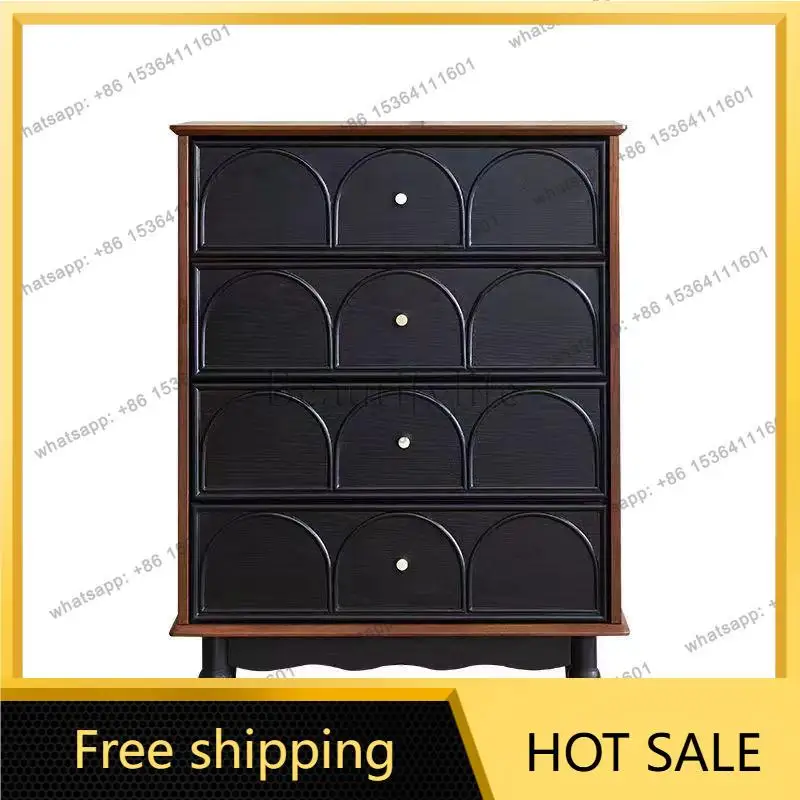 LS American retro solid wood French color matching, bedside storage locker, antique locker