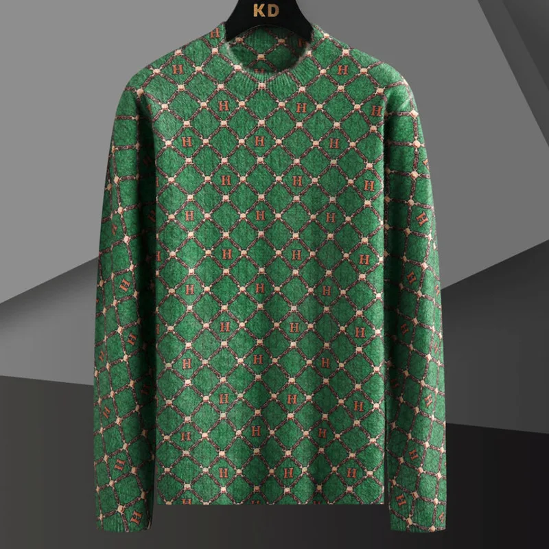 Personalized Digital Three Colorful Animal Dragon Print Dimensional Printing Pattern Knitted Sweater Men Warm Keeping Pullover