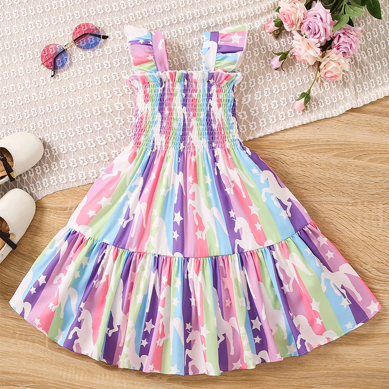 Girl's summer patterned printed camisole dress