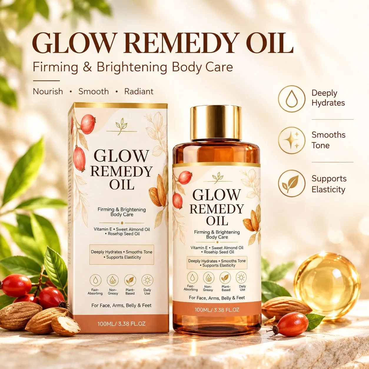 Smooth Firming Body Oil, Anti Aging Body Moisturizer Oil, Deep Hydrating Relief Dryness  Smoothe Texture, After Shower Body Oil