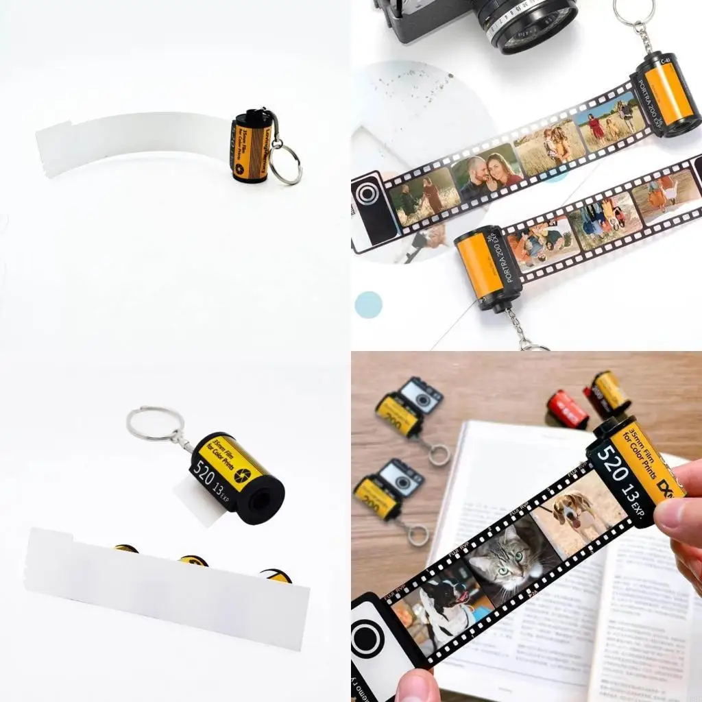 195C Film Roll Photo Keychain Unique Memory Camera Picture Keyring for Women Girl