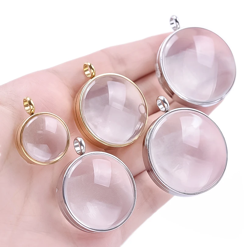 No Fade 10-45mm Stainless Steel Round Living Photo Memory Locket Pendant Jewelry Making Supplies Floating DIY Medaillon‌ Bijoux