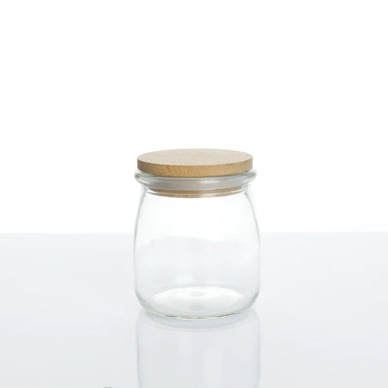 Hot Sell 200ml  Glass  Pudding Jar With Bamboo Lid