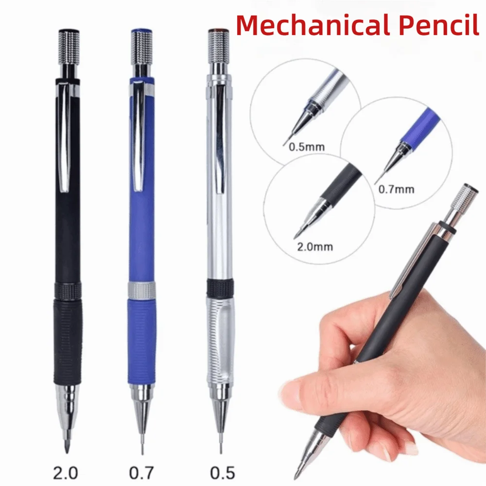 Multi-purpose Metal Mechanical Pencil 0.5/0.7/2.0mm 2B Press Using Automatic Pencil Drafting Pencil Exam Drafting