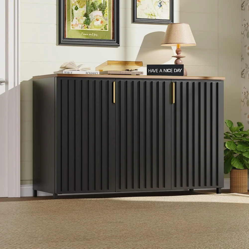 

47" W Buffet Cabinet with Storage-Buffets & Sideboards with Fluted Door Design,Accent Coffee Bar Table for Dining Room