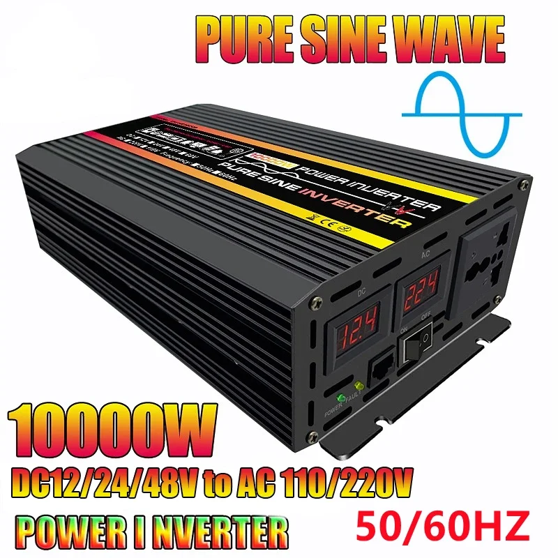 Imagem -02 - Inversor de Onda Senoidal Pura Lcd Digital Display Solar Inversor Tensão Transformador Carro Dc12v para ac 220v 110v Conversor 10000 12000w