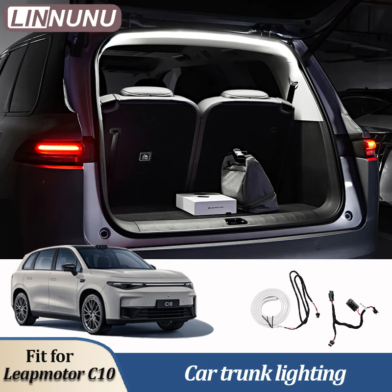 Linnunu Fit for Leapmotor C10 Car Trunk Light Ambient Decorative Atmosphere Lamp Led Flexible Strip Car Interior Protective Parts Trunk Decorative Atmosphere Light Led Trunk Light with Car Supplies Accessories