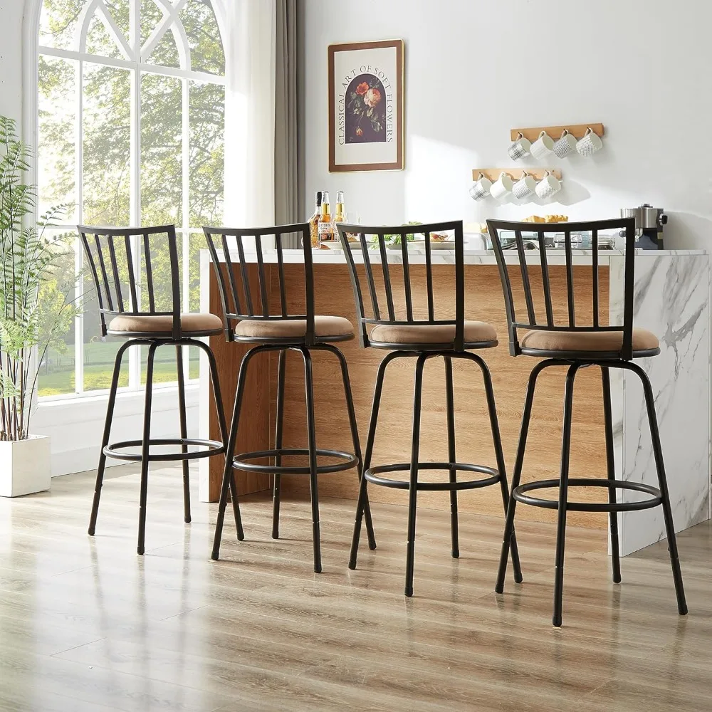 VECELO Barstools, Adjustable Counter Stools,Steel Bistro Pub Chairs,Bar Stools with 360 Degree Swivel Cushion Seat