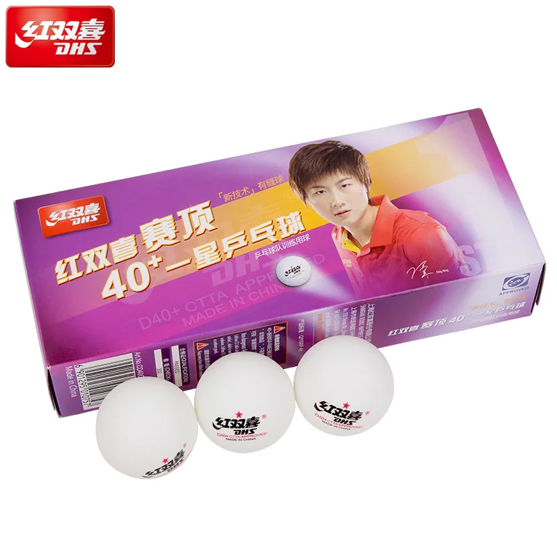 Dhs bolas de tênis de mesa costuradas d40 + abs novo material 10 pçs/caixa profissional ittf aprovado bolas de ping pong para treinamento