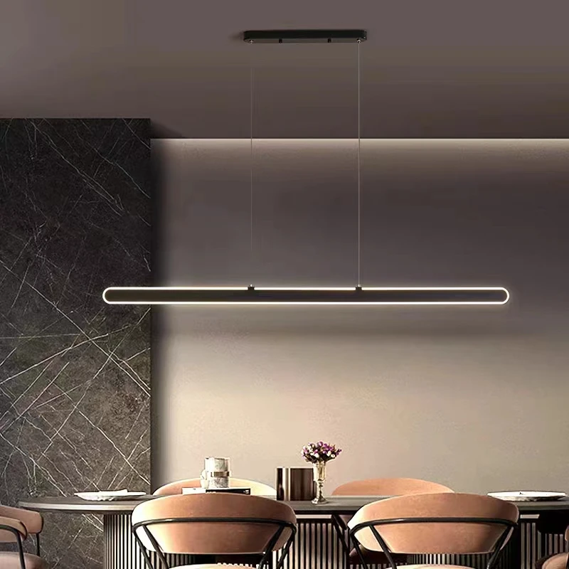 

Nordic Led Pendant Light Kitchen Decor Dine Room Hanging Lamp Coffee Dining Tables Lighting Lamp One Word Long Study Chandelier