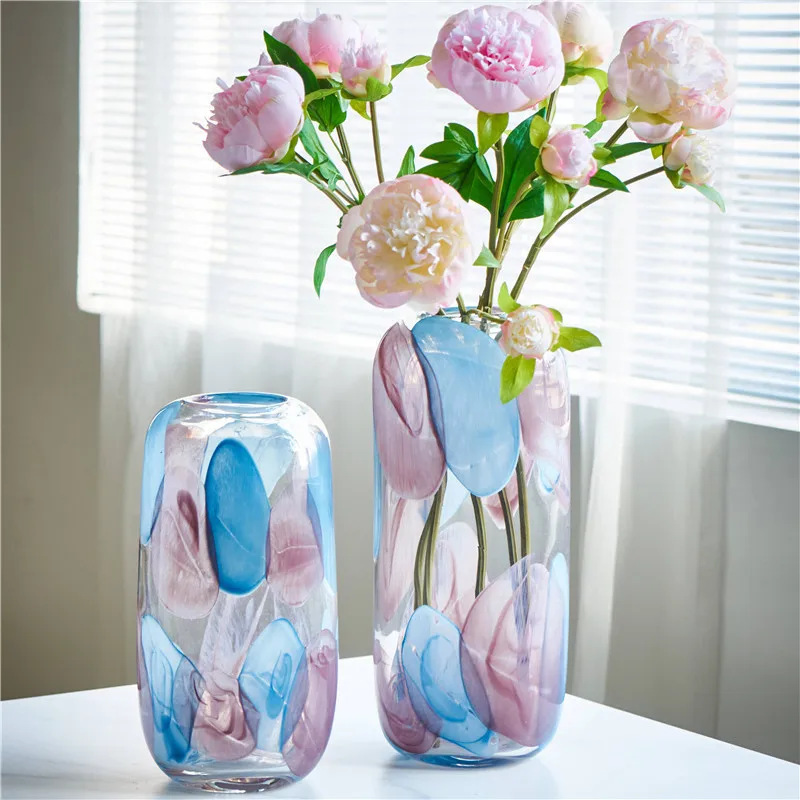 Glass Vase Transparent Color Ripple Transparent Hydroponics Flower Vase Terrarium Fruit Tray Storage Container Flower Pot