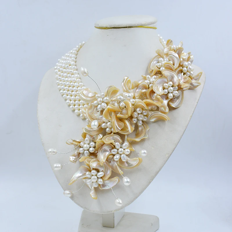 New Design Shell Beads Flower Necklace African Wedding Jewelry  19