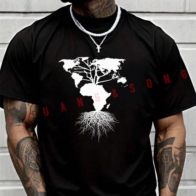 

The African Continent As A Tree 2026 Moto T-Shirt For Riders Men's And Women's Fashion Casual High Quality Round Neck Tshirt Tee