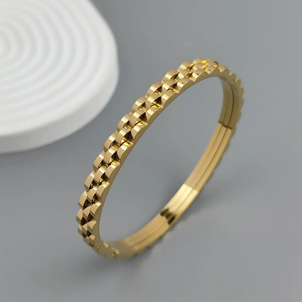 New gear-shaped stainless steel gold-plated bracelet 18K, high quality waterproof couple bracelet, wife gift