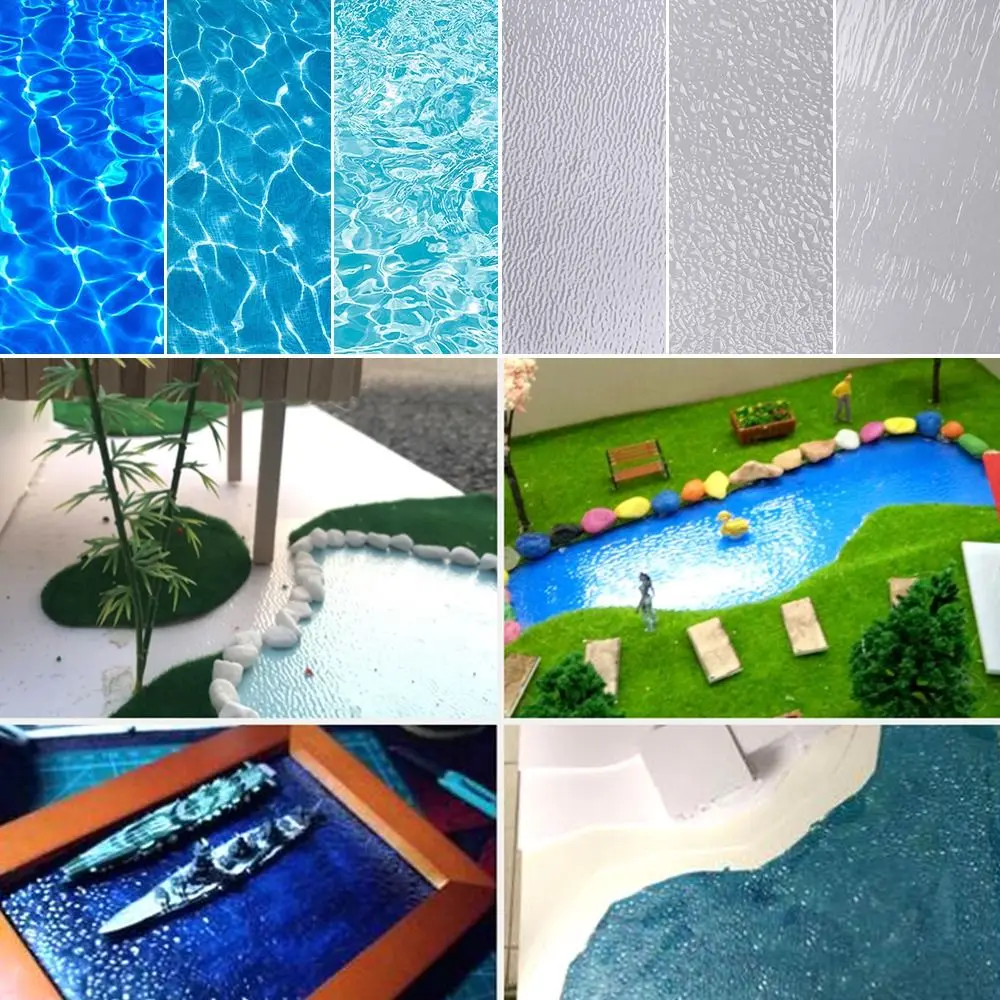Simulazione di carta adesivo a grana d'acqua accessori fai da te decalcomania paesaggistica dell'acqua blu trasparente Ocean Rivers Sand Table Making