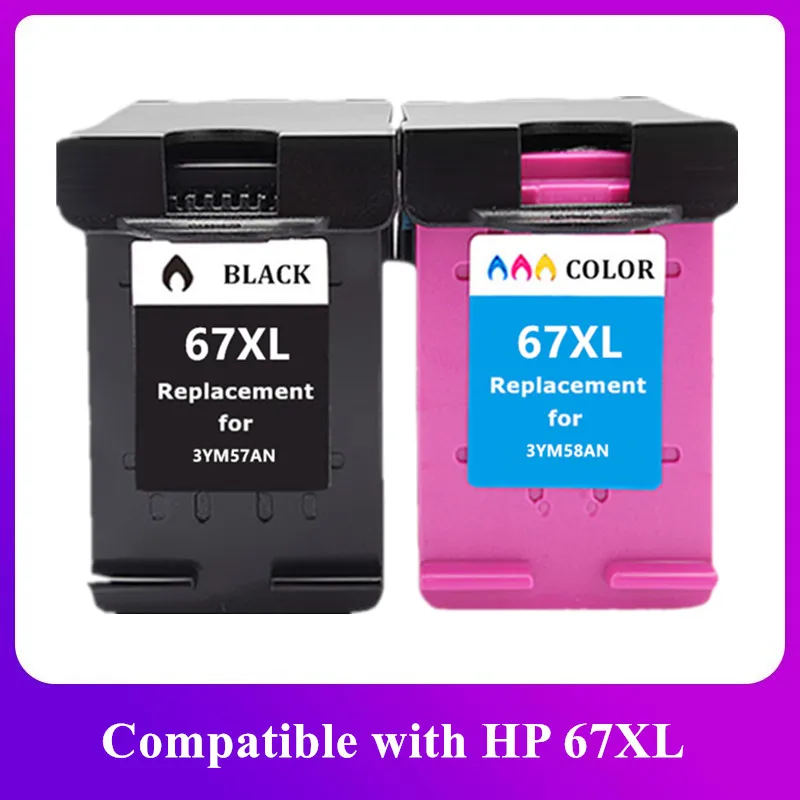 Remanufactured For HP67 67XL Ink Cartridge Inkjet for HP 67 ENVY 6052 6055 6058 Deskjet 1225 2732 Printer