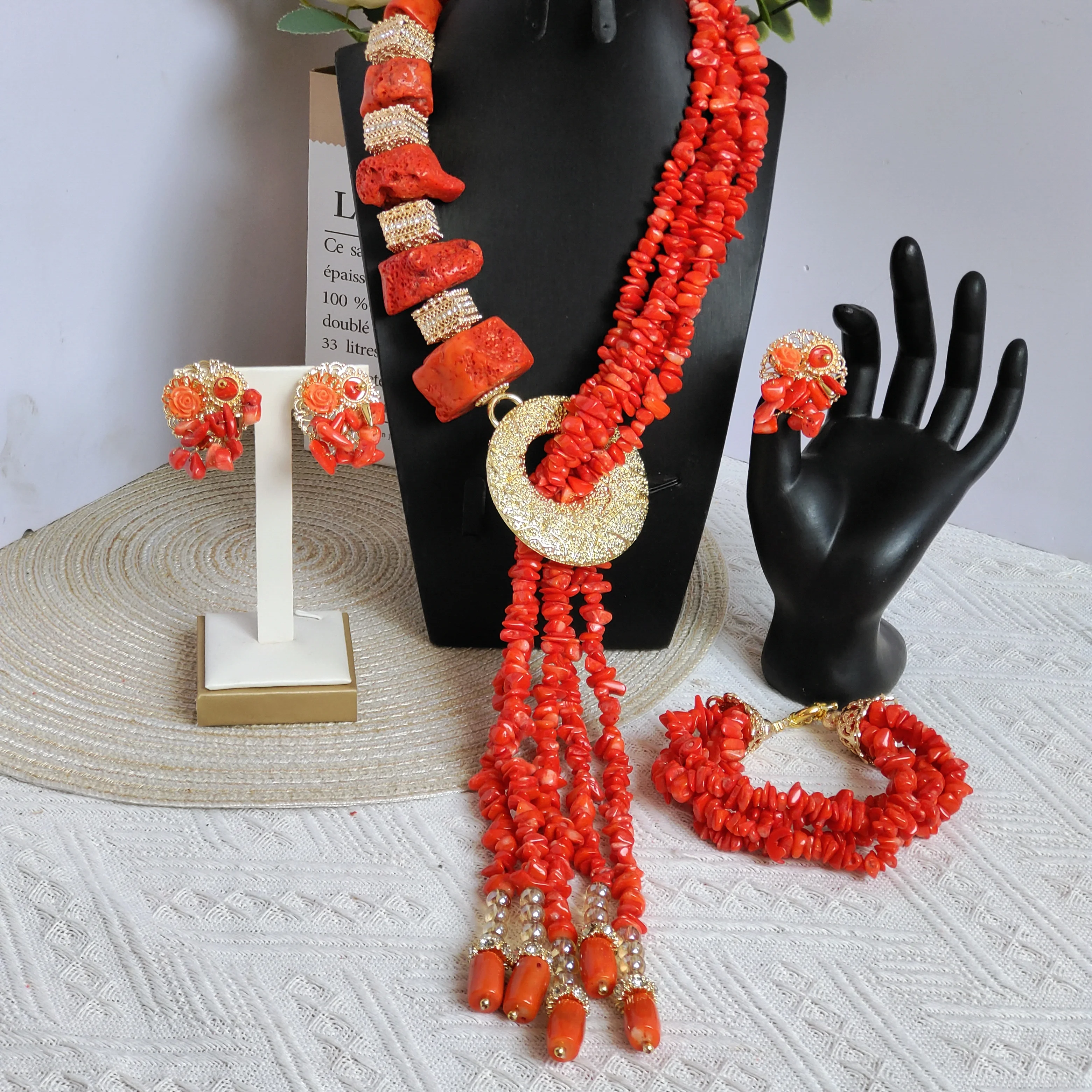 Nigerian coral beads jewelry sets original Igbo traditional wedding jewellery