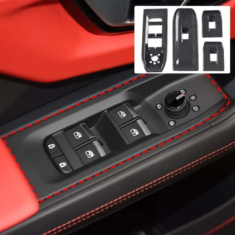 For Lamborghini URUS 2018 2019 2020 2021 Real Carbon Fiber Glass Lifting Button Frame Window Switch Cover Trim Car Accessories