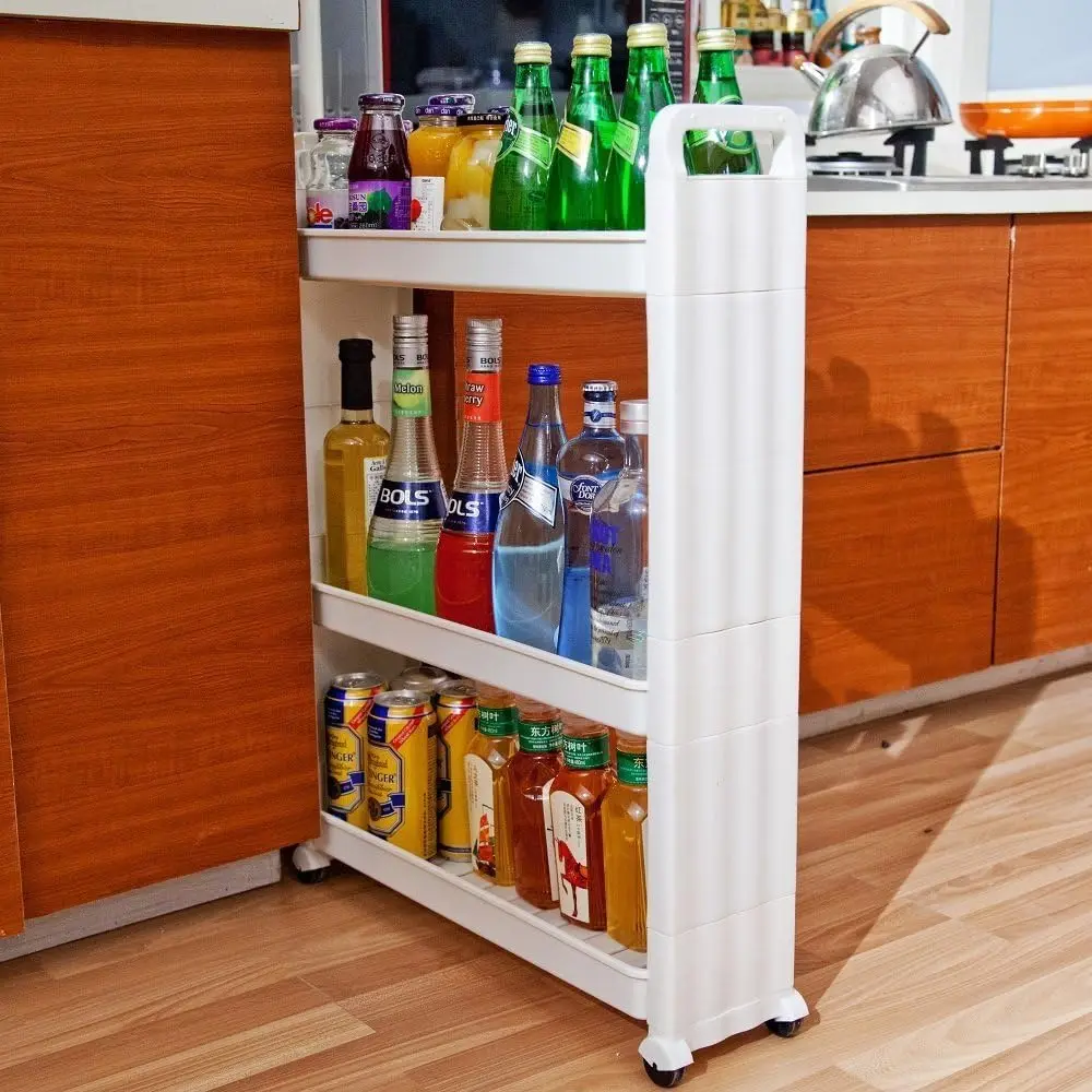 

Baoyouni Between Washer Dryer Cabinet Slim Storage Cart Slide Out Shelf Rack Tower Rolling Narrow Space Organizer On Wheels For