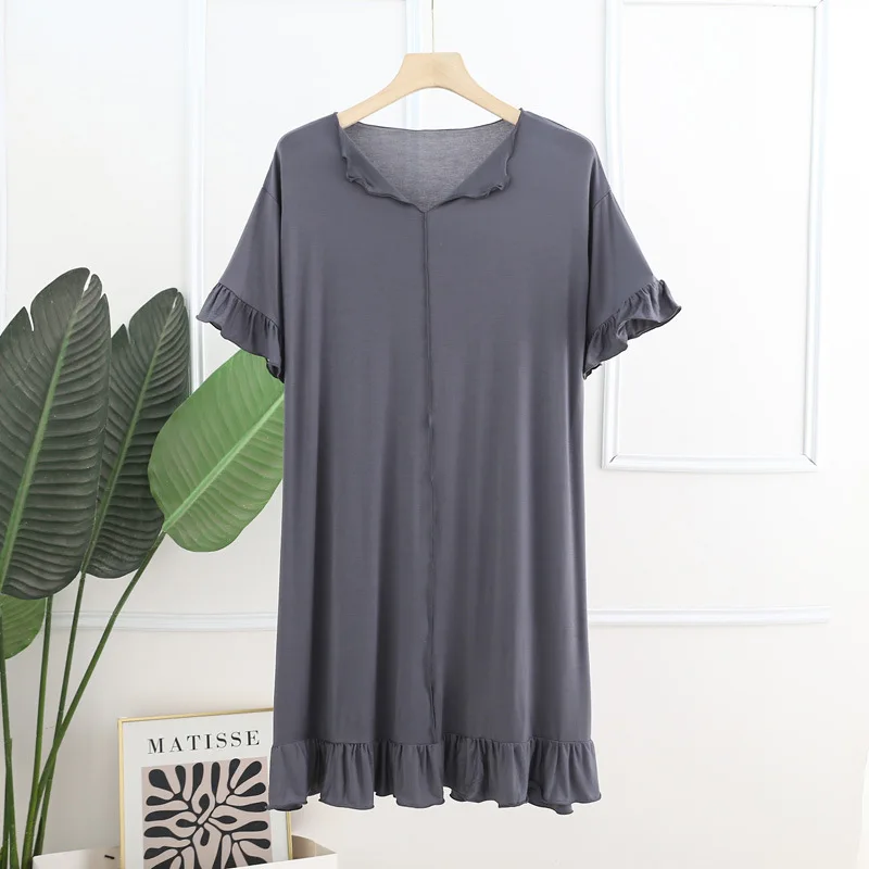 Korean Modal Comfortable Night Dress Women New Casual Lapel Nightshirt Loose Summer Nightgowns Female Nightwear Sleep Shirt