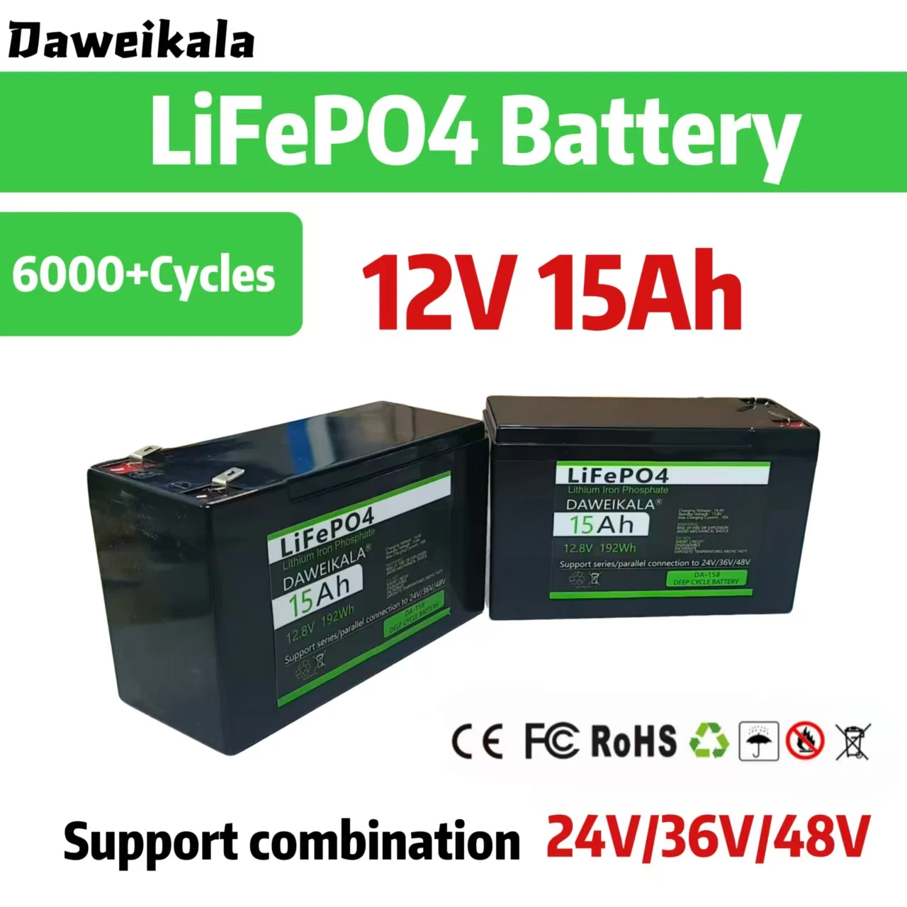 12V 15Ah LiFePO4 Battery Pack (30A BMS) – Safe Stable Power for Sprayer, Access Control, Audio, UPS, Kids' Toys & EV