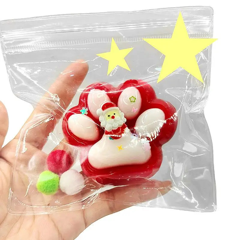 Cute Cat Paw Slow Rebound Pinch Toys Christmas Designed Squeeze Toy for Kids Stress Relief Sensory Toy Xmas Gifts Party Favors