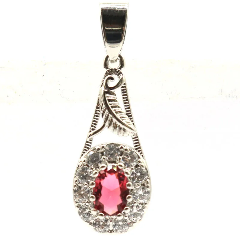 

Lovely Cute Pink Raspberry Rhodolite Garnet Pink Morganite CZ Silver Pendant