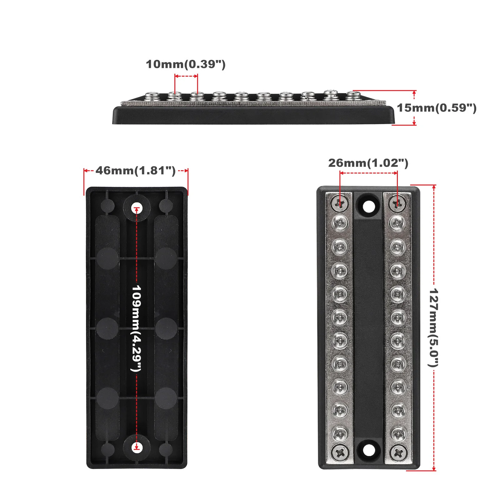 New 20 way Power Distribution Block Bus Bar 12V-48V Busbar Terminal Block 100A DC Terminal Block for RV cars boats  yachts etc