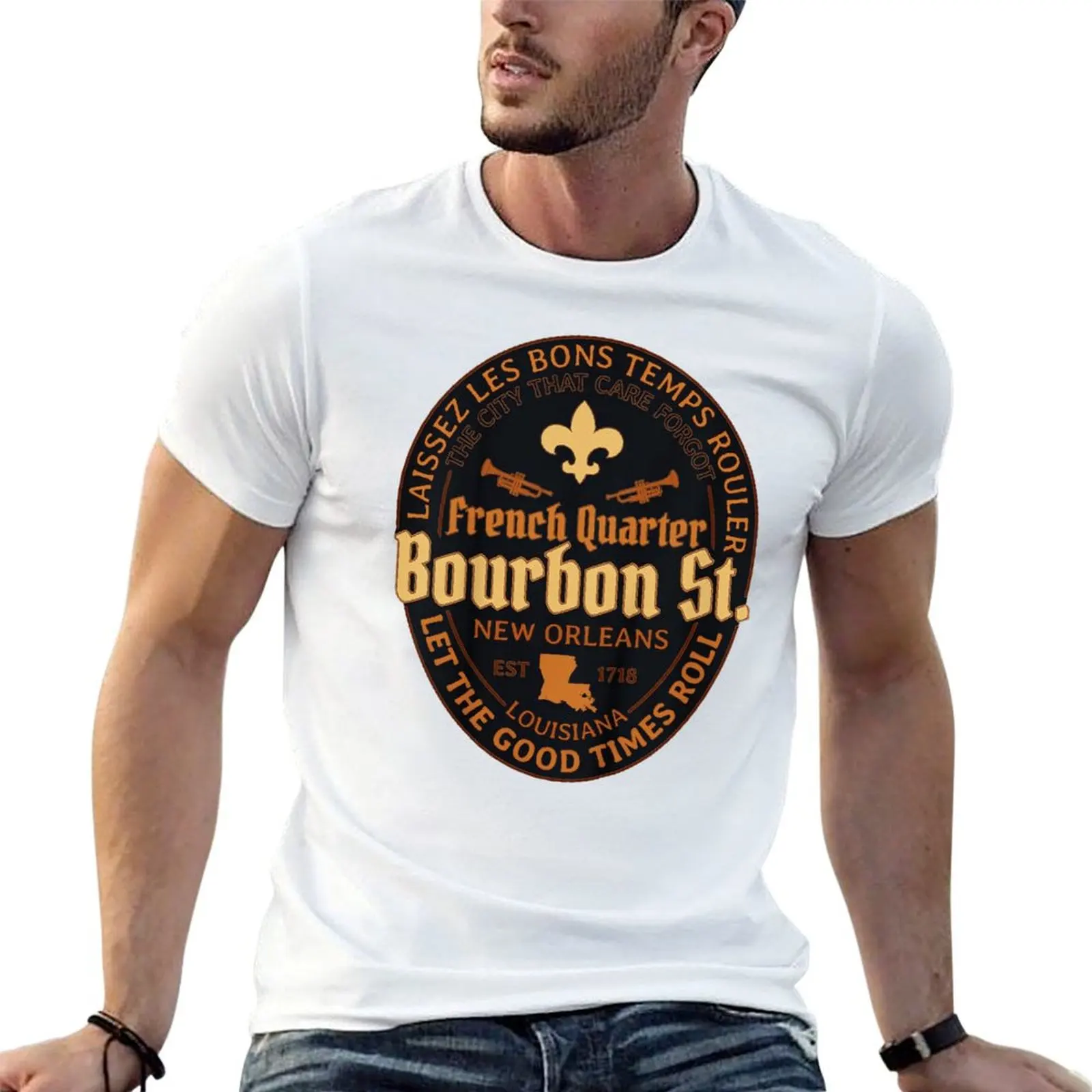 

Футболка French Quarter Bourbon St Harajuku Motion Top, Лидер продаж, домашняя повседневная футболка европейского размера