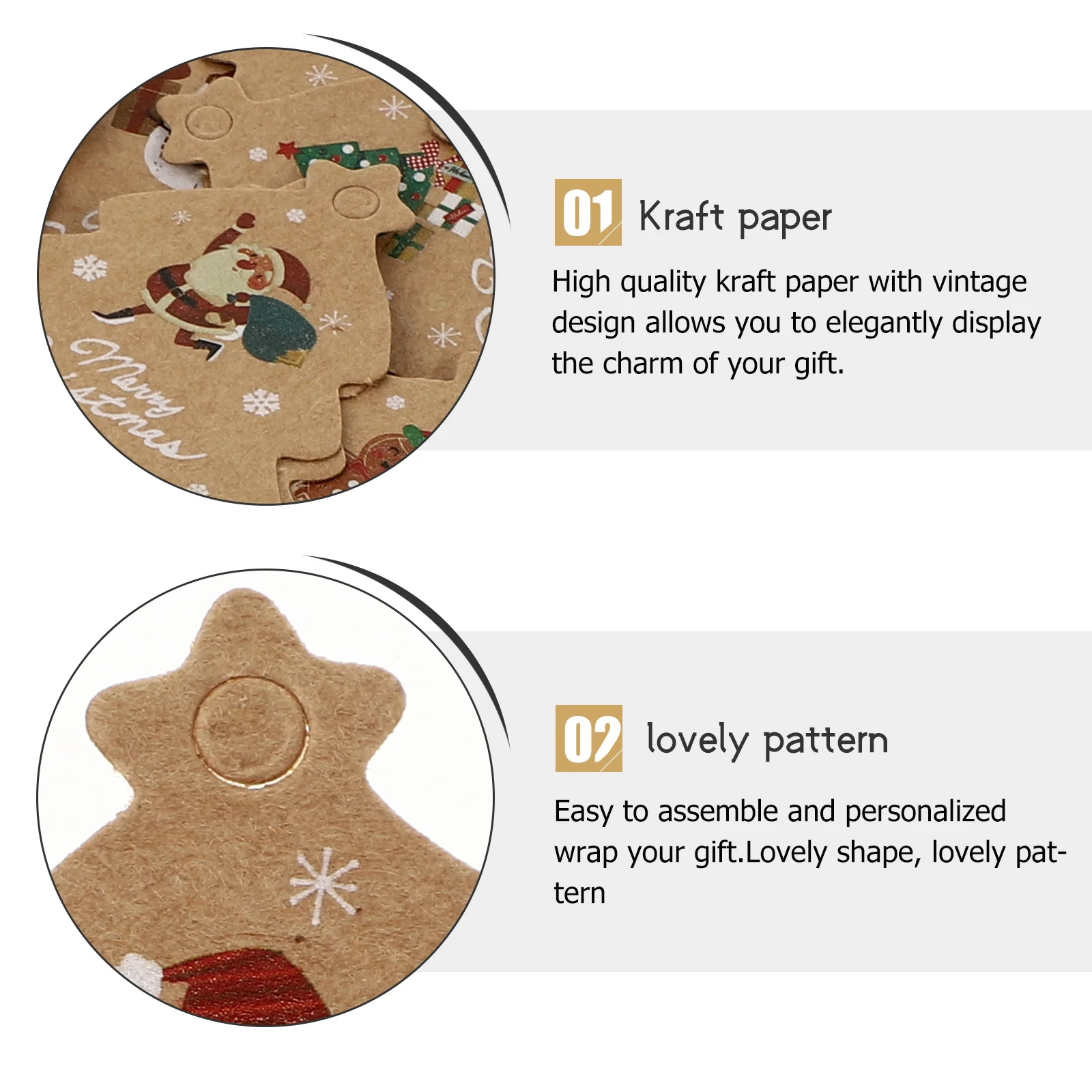 

1Set Kraft Paper Christmas Tags Pendant Vintage Style Hanging Decor for Tree Fireplace Window Holiday Season Hanging Tag