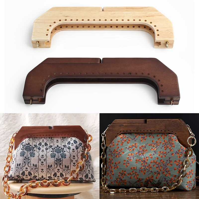 1PC Handmade Solid Wood Wallet Messenger Bag Frame Wooden Clutch Bag Frame Box Clutch Handle With Screws