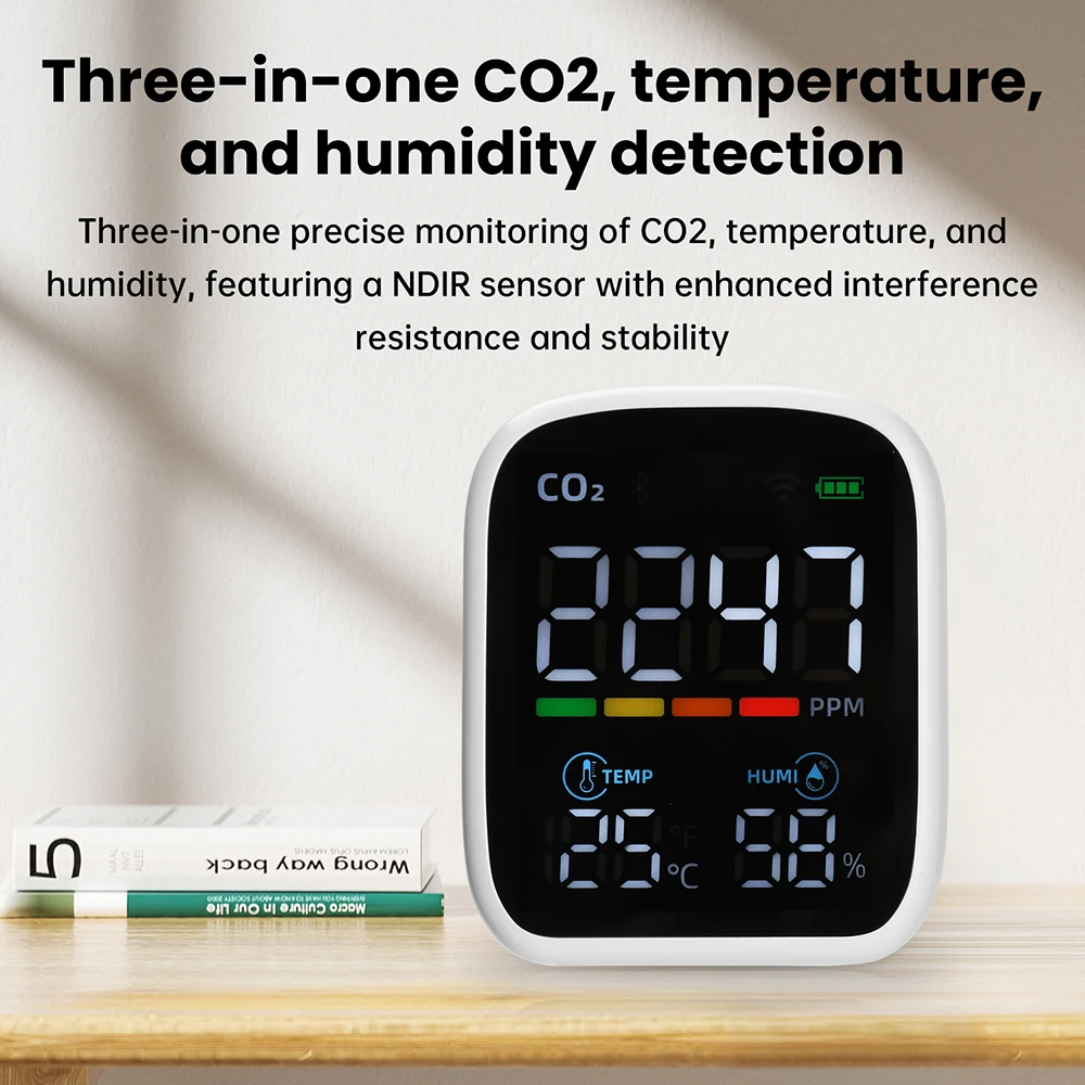 جديد واي فاي مراقبة جودة الهواء الثلاثي الاستشعار المنزل الذكي CO2 متر كاشف درجة الحرارة والرطوبة NDIR مستشعر الأشعة تحت الحمراء
