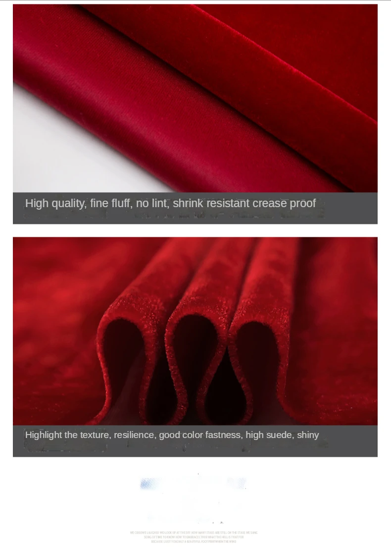 Velvet Fabric By The Meter for Sewing Sofa Covers Tablecloth Curtains Plain Black Red Diy Thickened Cloth Widening Soft Luster