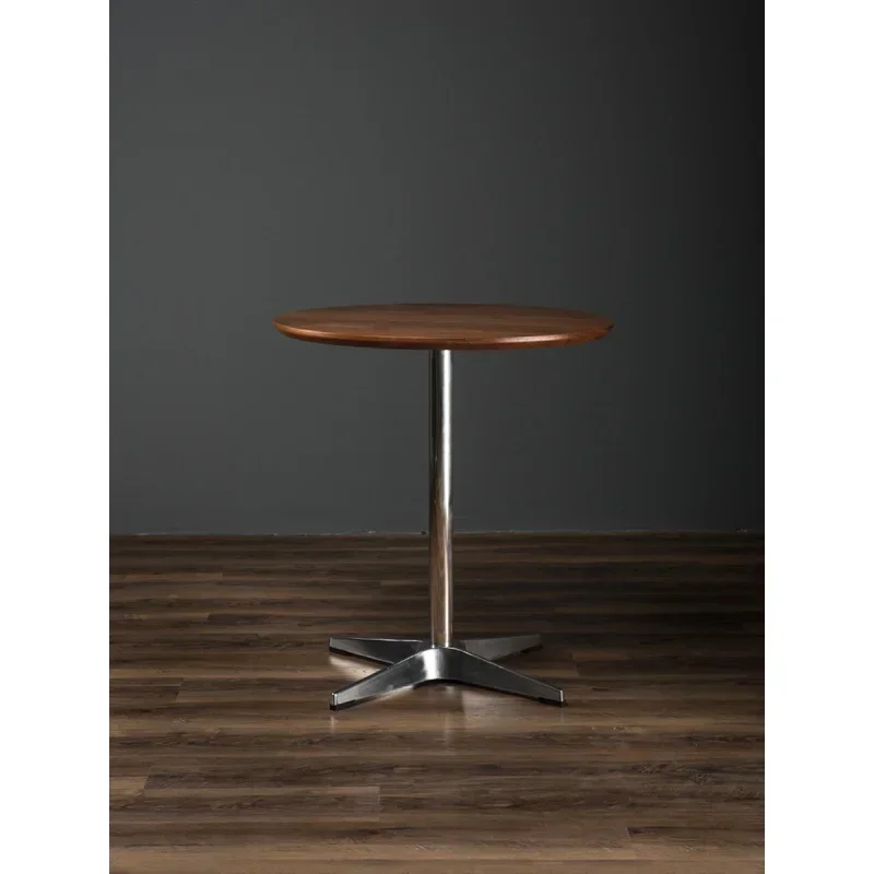Nordic Minimalist Dining Table Walnut Coffee Shop Dining Table Stainless Steel