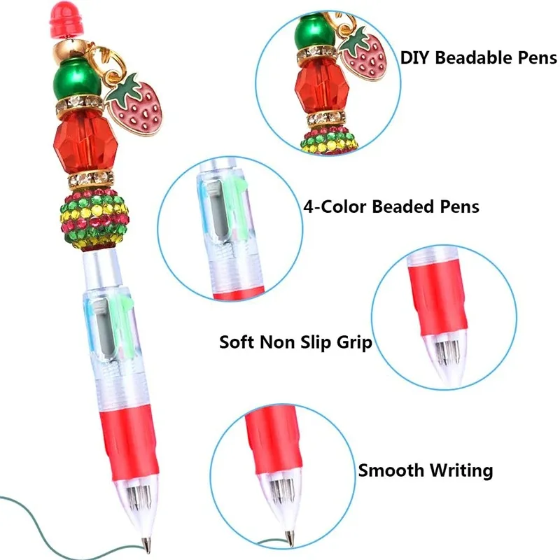 Imagem -03 - Canetas Esferográficas Beadable Caneta de Plástico Bonito Canetas Faça Você Mesmo Fazendo Kit para Estudantes Escola Escritório Papelaria Coreana Escrita 52 Pcs