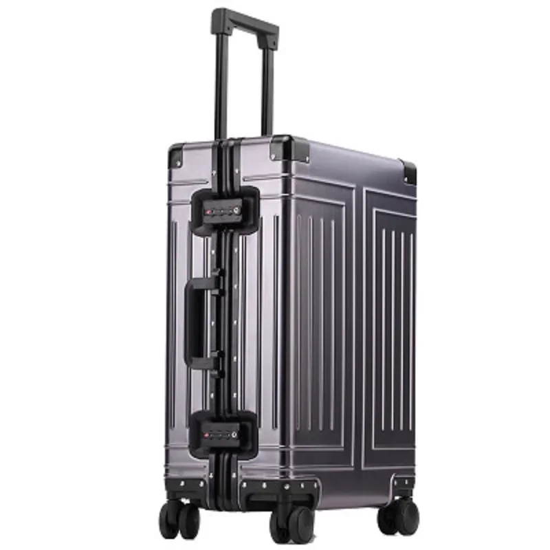 New High-Rank 100% Aluminum-Magnesium High Quality Rolling Luggage For Boarding Spinner International Brand Travel Suitcase