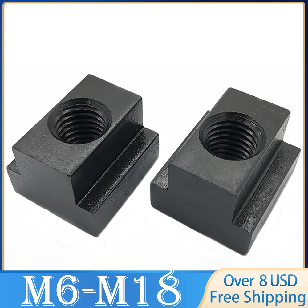 T Nut 1/2/5Pcs M6 M8 M10 M12 M16 M18 Black Finish Grade 8.8 Carbon Steel T-Slot Nut Tapped Through Slot T-nut Furniture Brand