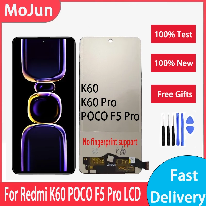 

ЖК-дисплей для REDMI K60 K60 Pro ЖК-дисплей с цифровым преобразователем сенсорного экрана в сборе для REDMI K60 POCO F5 Pro Замена ЖК-экрана