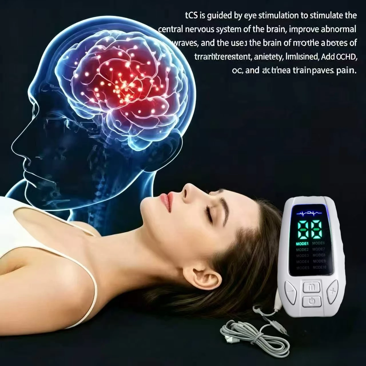 Rechargeable Ear Clip Vagus Nerve Stimulator, VNS Therapy Device for Chronic Insomnia Sleep Improvement Anxiety Depression