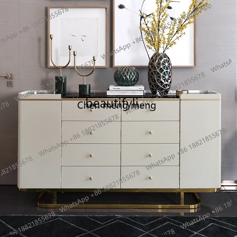 New arrive rock slab, multi-functional household storage, side cabinet, stainless steel base against the wall, integrated entran