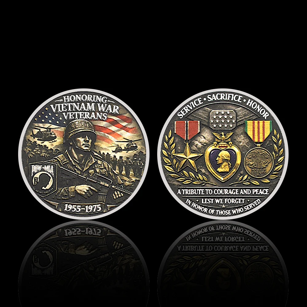 Honoring Vietnam War Soldiers Coin Military Veteran Collectible Service & Sacrifice Tribute Token USA Armed Forces Gift replica