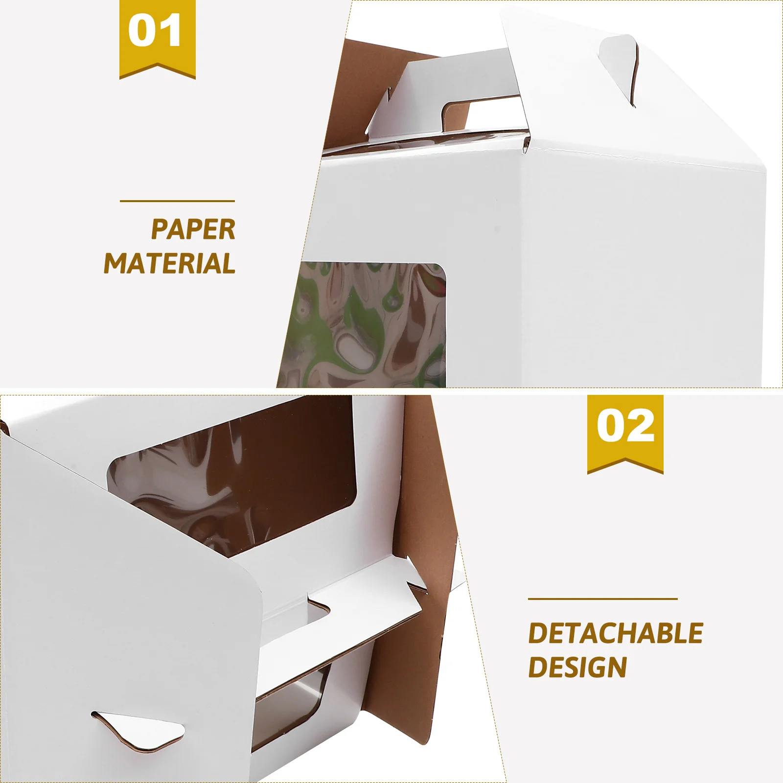 

Cake Carrier Paper Box Tall Large Detachable Portable Cake Storage Case Display Window Bakery Packaging Box Bakery Boxes