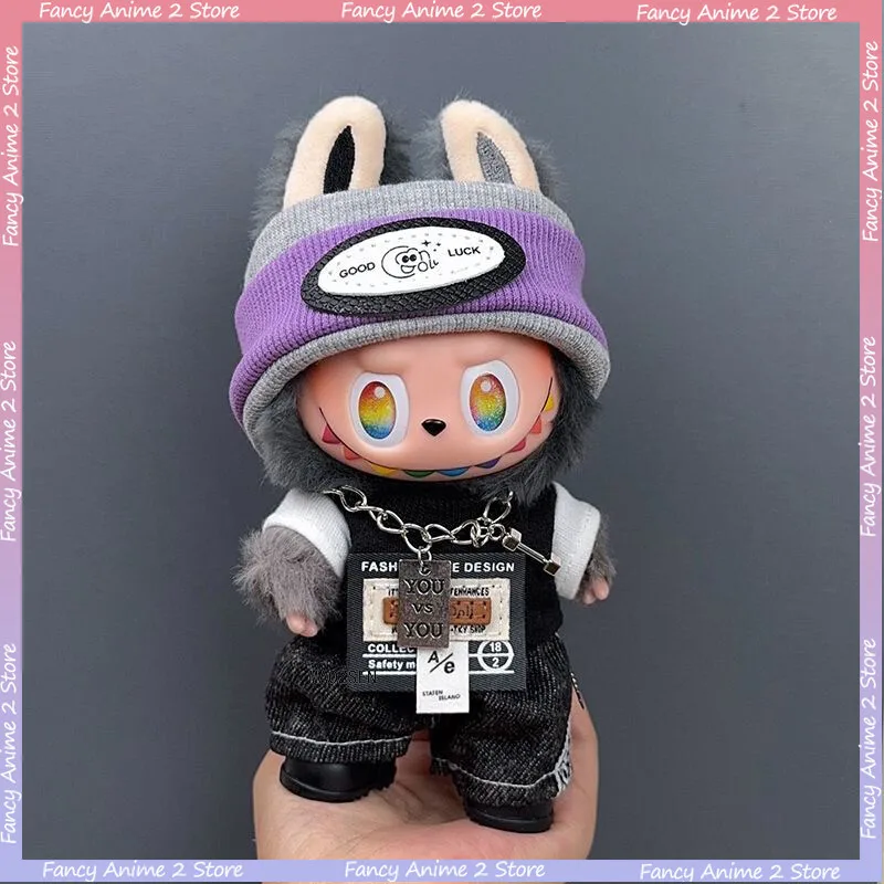 

Fashionable Clothes for 17cm Labubu Doll Wild and Cool Outfit Costume Clothes Set Mini Plush Doll Clothing Doll Accessories Gift